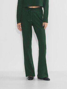 Aritzia Sunday Best Baby Waffle Kick Flare Lounge Pants Green Size S NWT